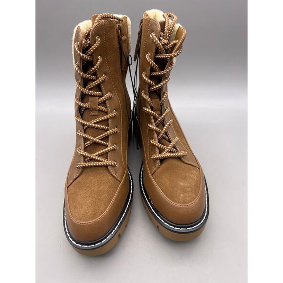 Violet & Red Alexa Womens Brown Suede Shearling Side Zip Combat Boots Size 8.5 M - Picture 6 of 9